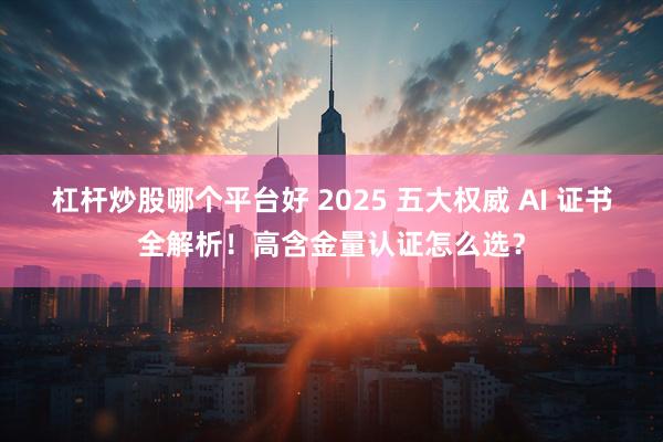 杠杆炒股哪个平台好 2025 五大权威 AI 证书全解析!高含金量认证怎么选?
